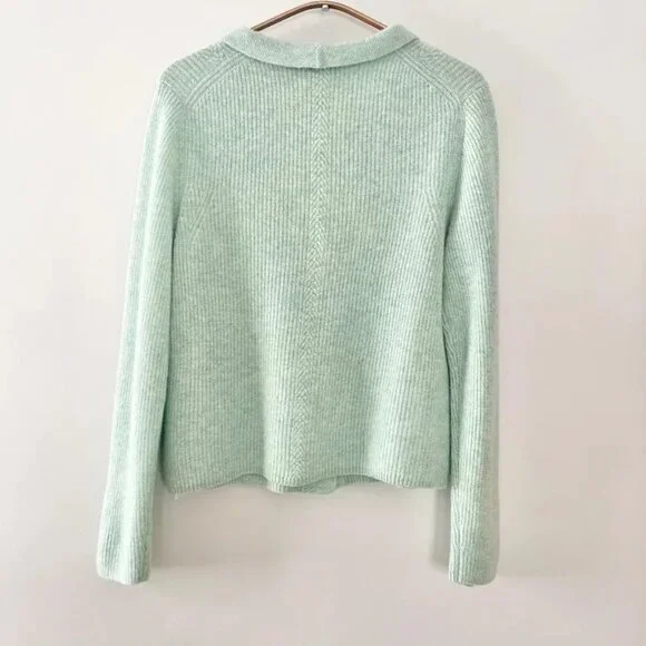 NWT $320 Poetry Collared Cardigan Pure Cashmere Mint Green UK 10 US 6